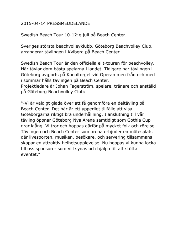 Swedish Beach Tour 10-12 juli på Beach Center