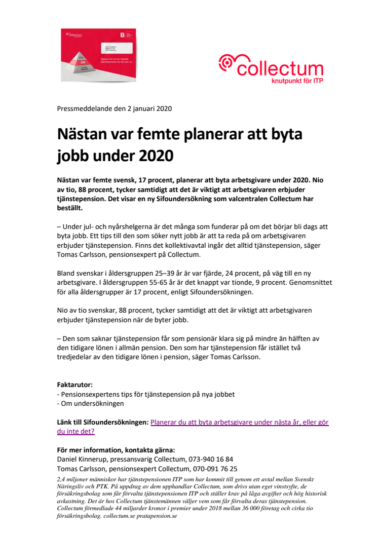 Nästan var femte planerar att byta jobb under 2020