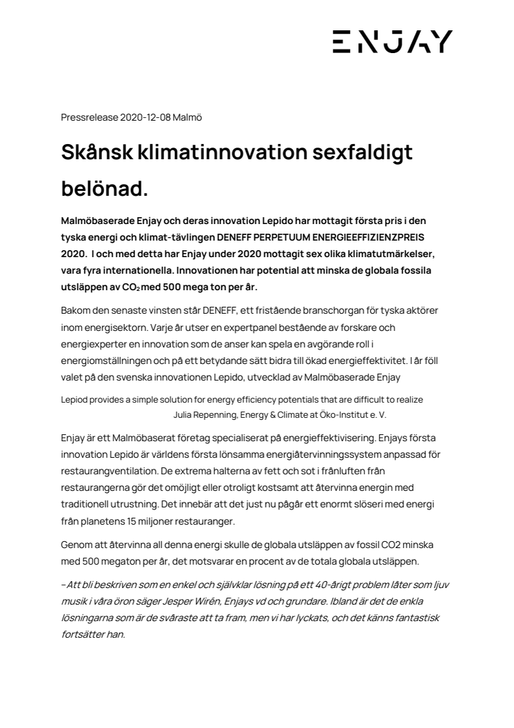 Skånsk klimatinnovation sexfaldigt belönad.