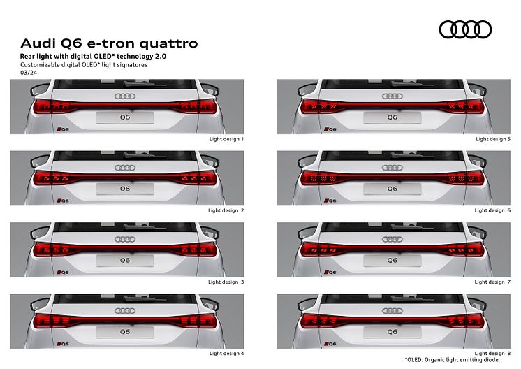 Audi Q6 e-tron - 8 aktive digitale OLED-lyssignaturer