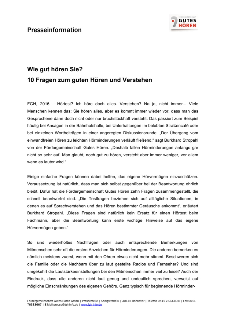 Wie gut hören Sie?  10 Fragen zum guten Hören und Verstehen