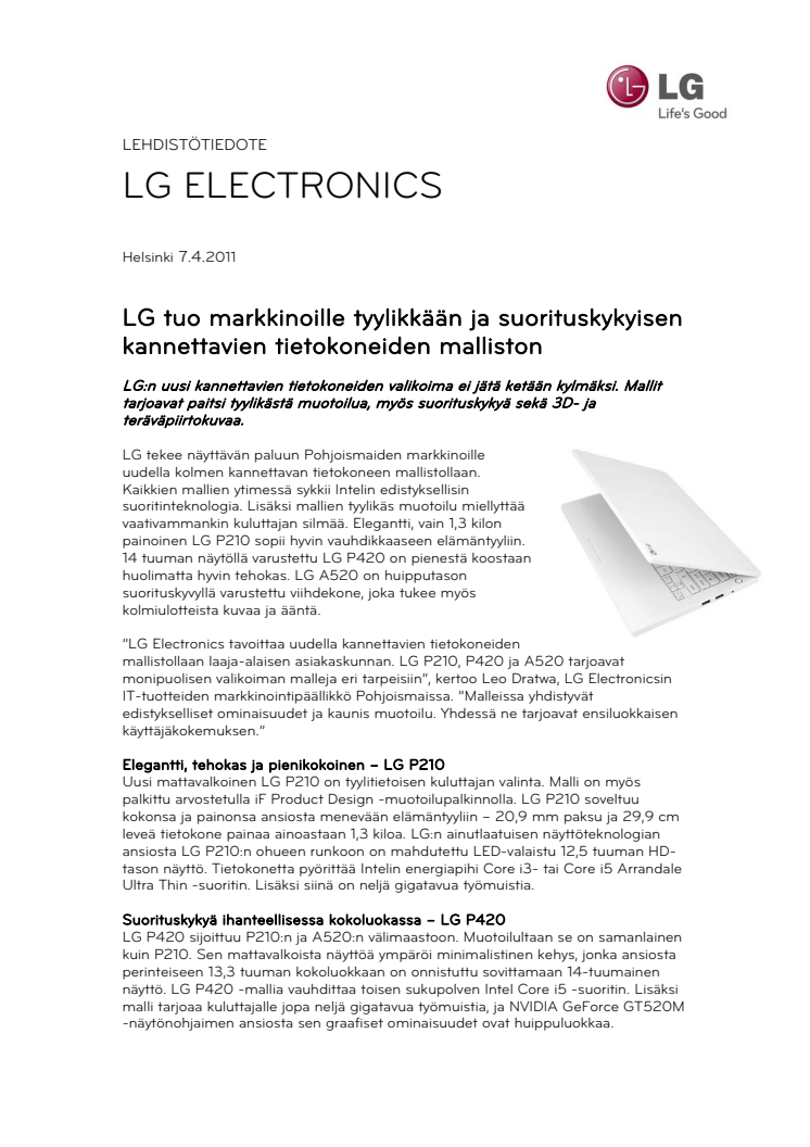 LG tuo markkinoille tyylikkään ja suorituskykyisen kannettavien tietokoneiden malliston