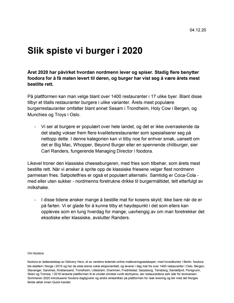 Slik spiste vi burger i 2020