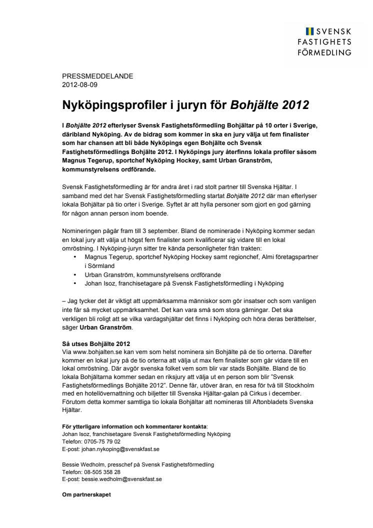 Nyköpingsprofiler i juryn för Bohjälte 2012