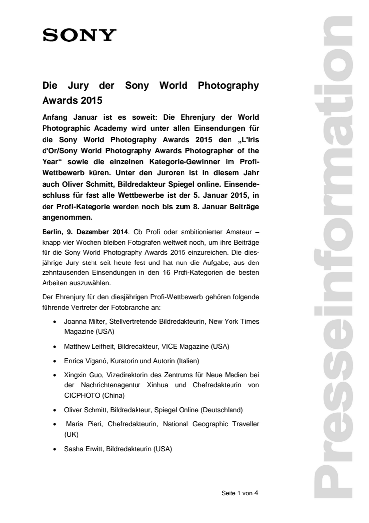 Die Jury der Sony World Photography Awards 2015