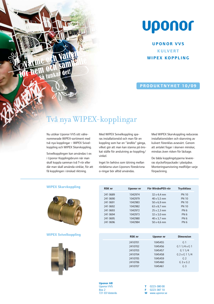 WIPEX Svivelkoppling och WIPEX Skarvkoppling