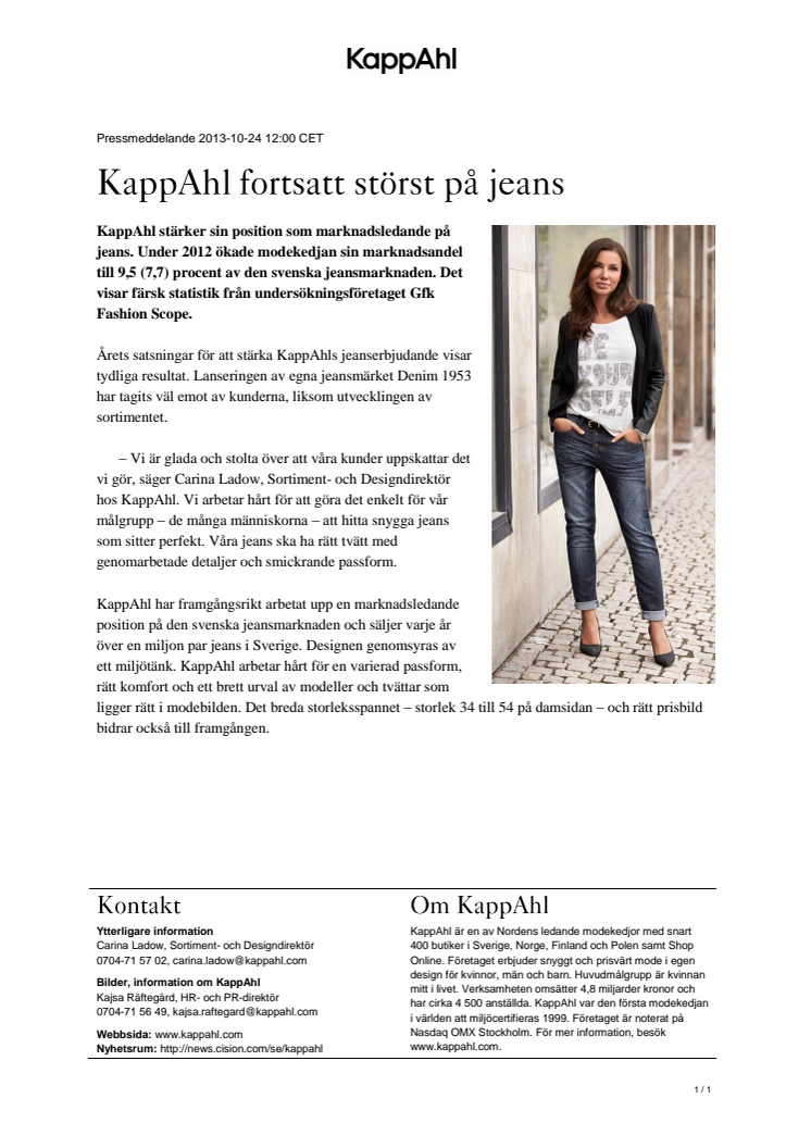KappAhl fortsatt störst på jeans 