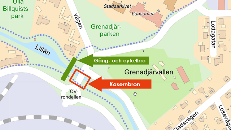 Grenadjärsgatan, bron