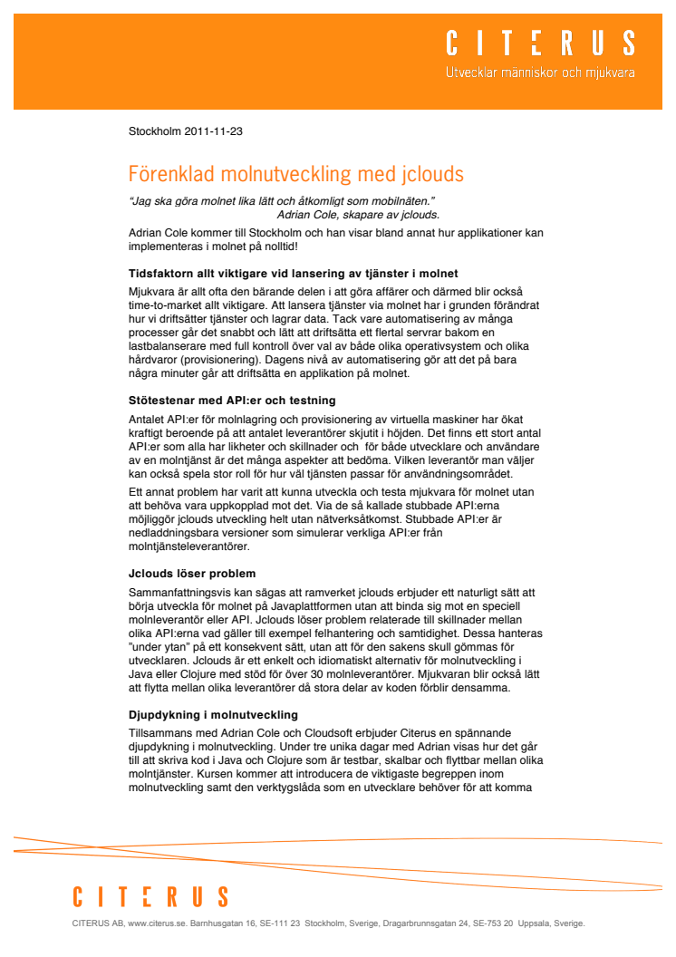 Förenklad molnutveckling med jclouds 