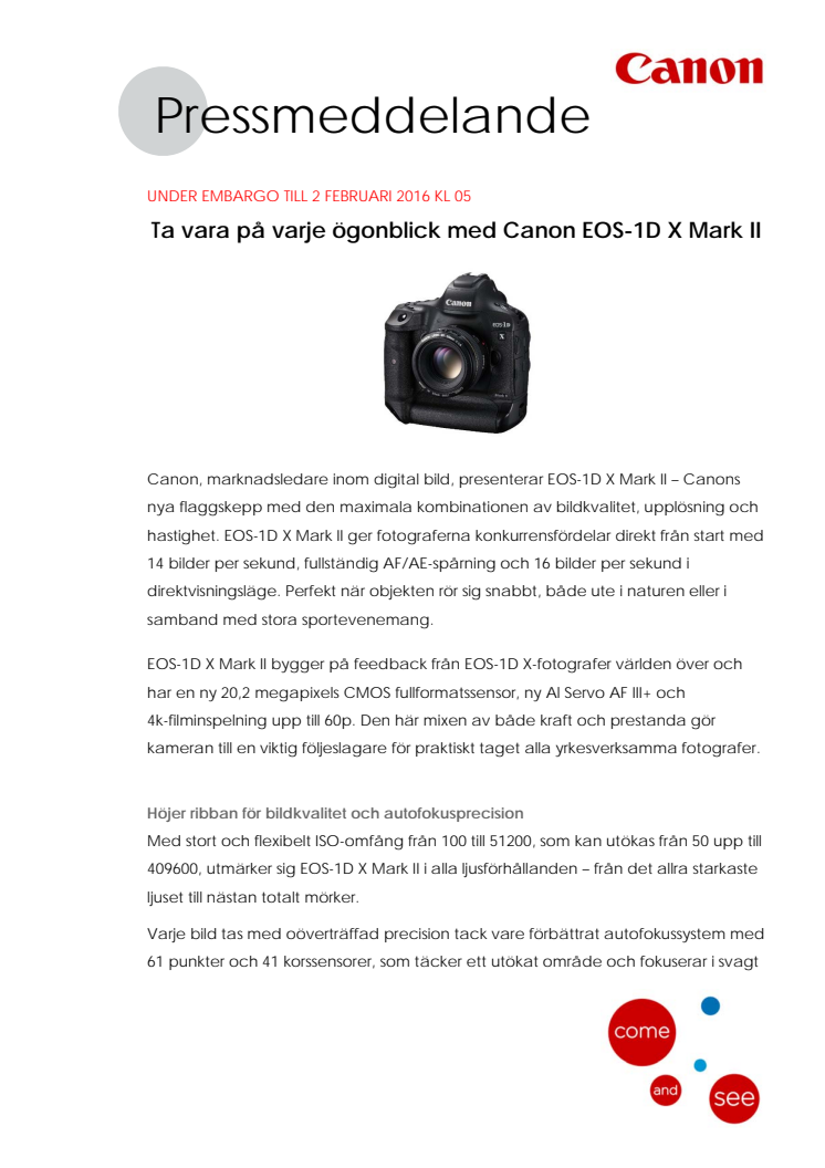 Ta vara på varje ögonblick med Canon EOS-1D X Mark II