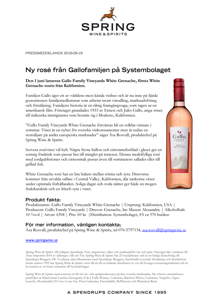 Ny rosé från Gallofamiljen på Systembolaget