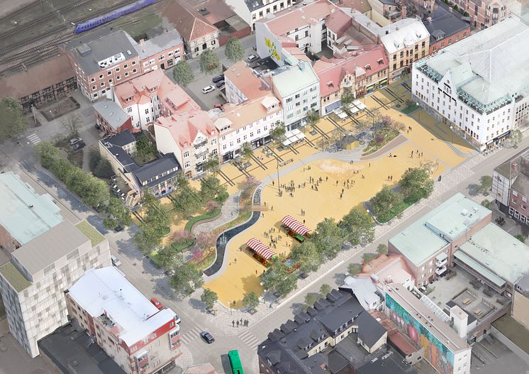 Illustration av framtida Stora torg i Eslöv