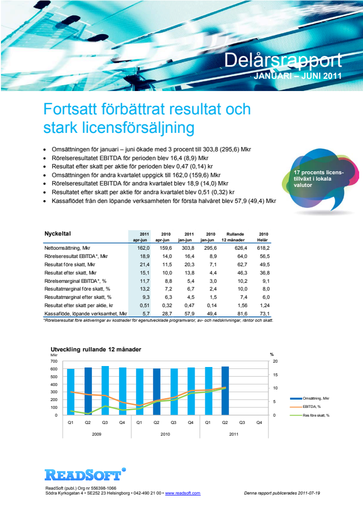 Delårsrapport januari – juni 2011