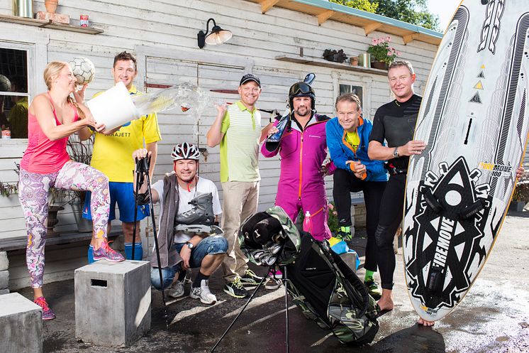 De sju kockarna i Kockarnas Krog visar upp sina favoritsporter. Fr vänster: Frida Ronge, Tom Sjöstedt, Magnus Johansson, Patrik Fredriksson, Christian Hellberg, Fredrik Eriksson, Håkan Thörnström.