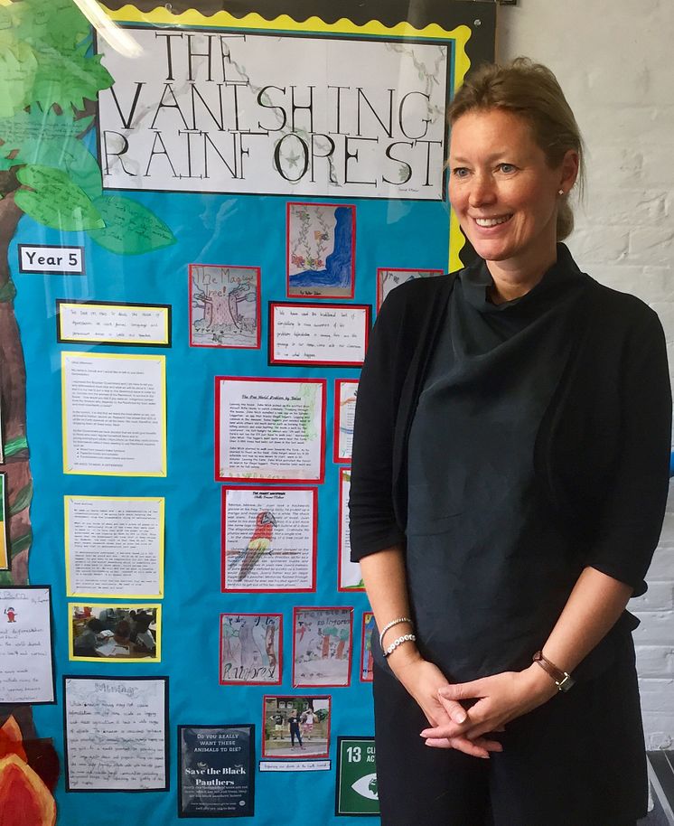 Sara Alsén besöker en skola i London i arbetet med Clean Air for Children