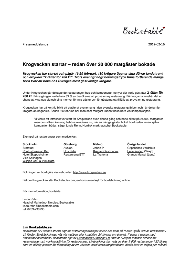 Krogveckan startar – redan över 20 000 matgäster bokade