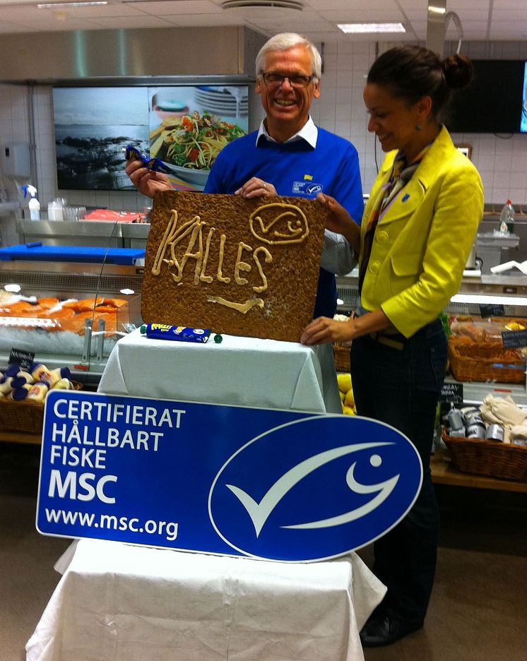 Carl Ameln (Kalle) och Minna Epps, MSC under lanseringen av MSC-märkt Kalles Kaviar