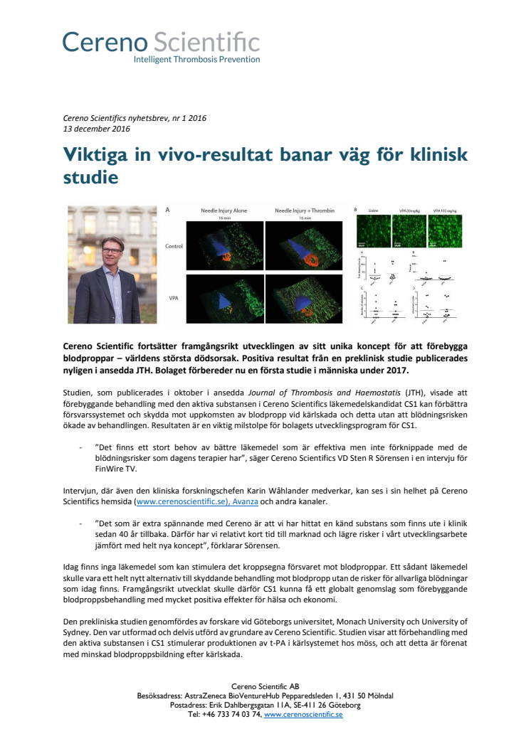 Viktiga in vivo-resultat banar väg för klinisk studie