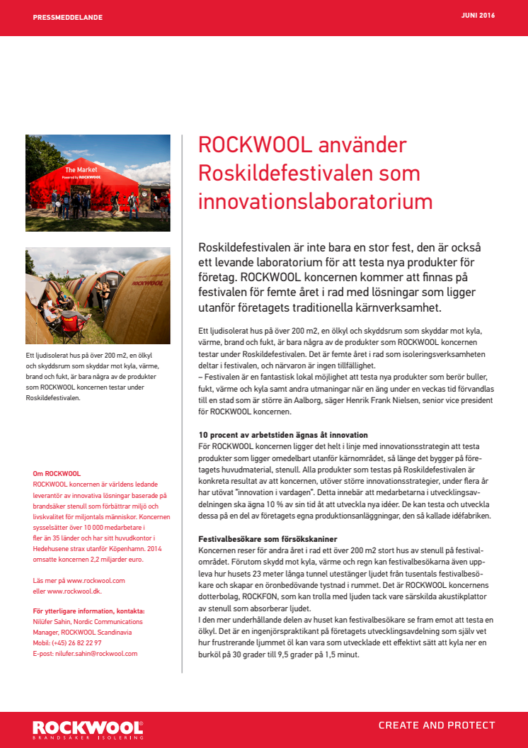 ROCKWOOL använder Roskildefestivalen som innovationslaboratorium