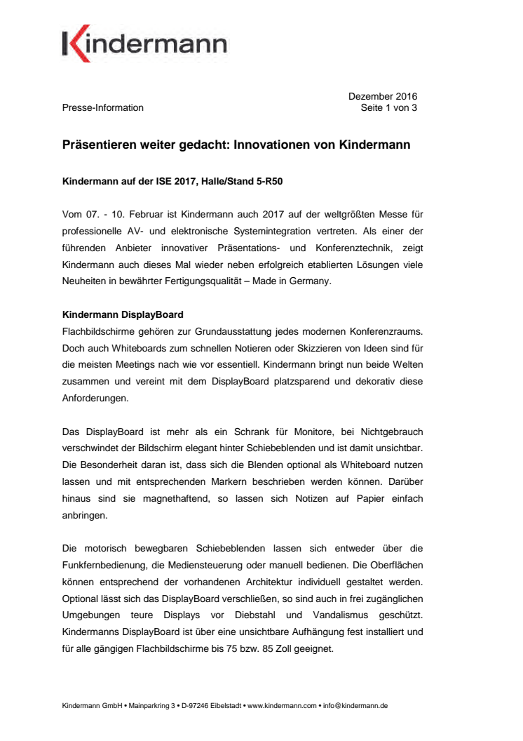 Präsentieren weiter gedacht: Innovationen von Kindermann