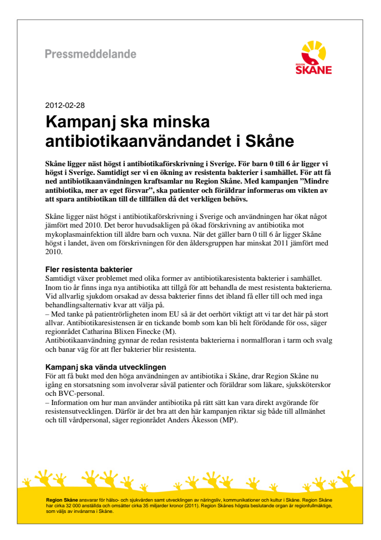 Kampanj ska minska antibiotikaanvändandet i Skåne