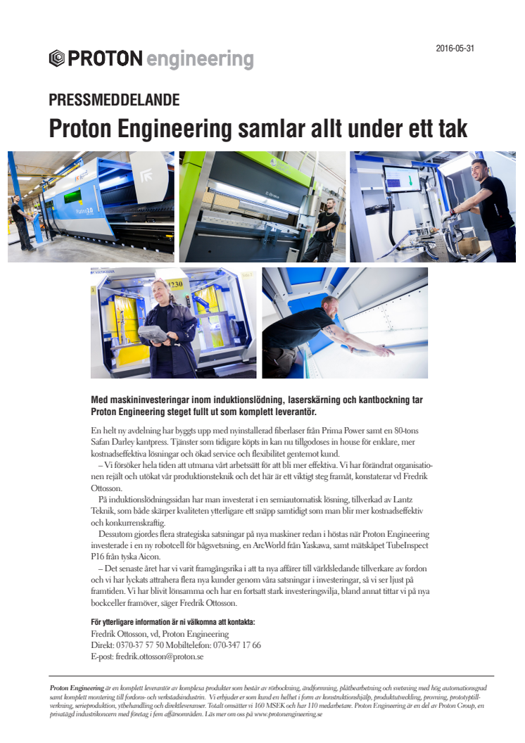 Proton Engineering samlar allt under ett tak