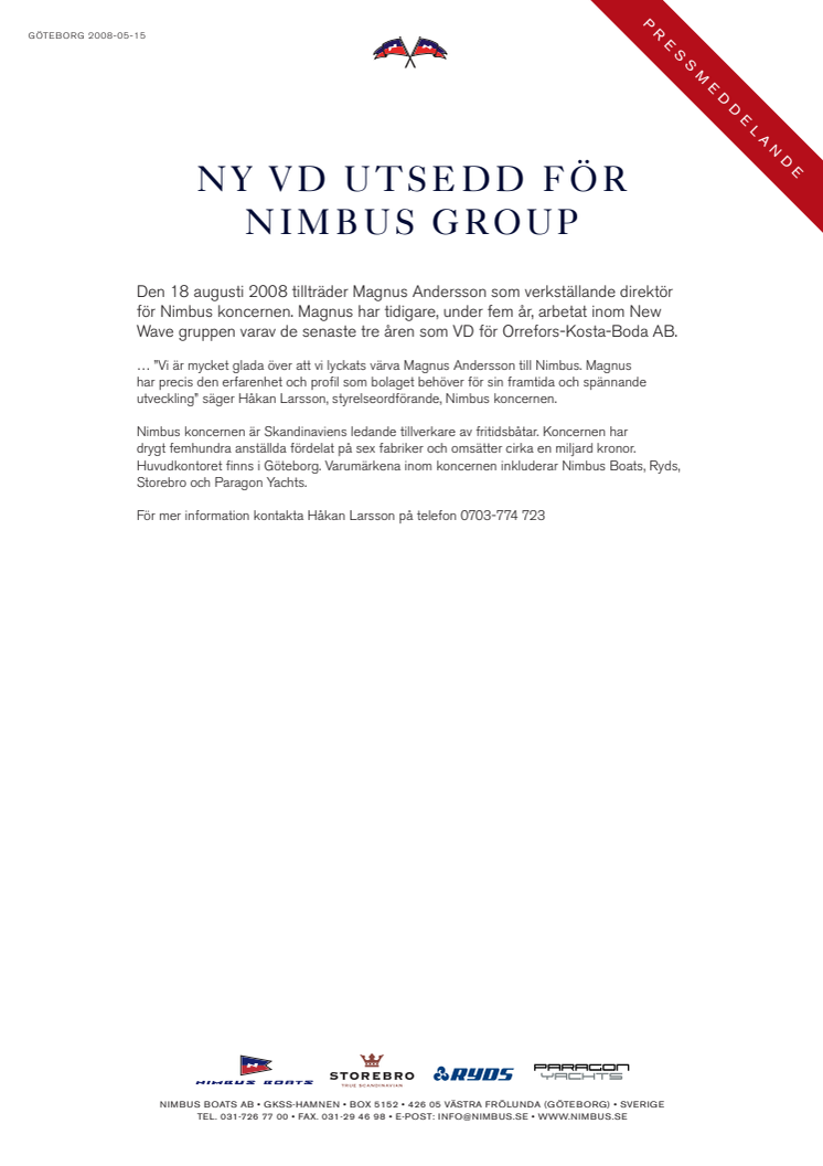 Ny VD utsedd för Nimbus Group