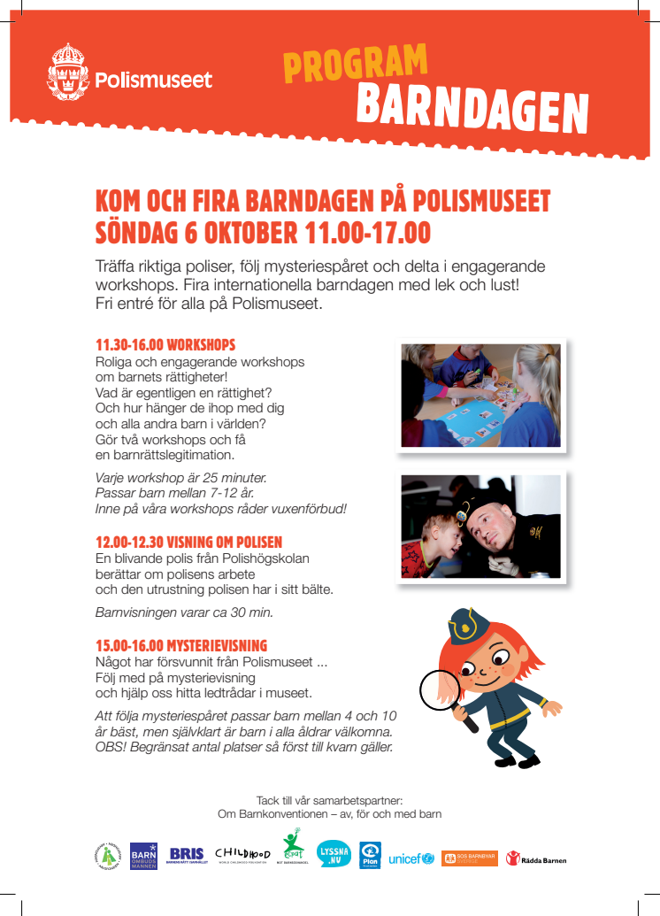 KOM OCH FIRA BARNDAGEN PÅ POLISMUSEET SÖN 6 OKT KL 11-17