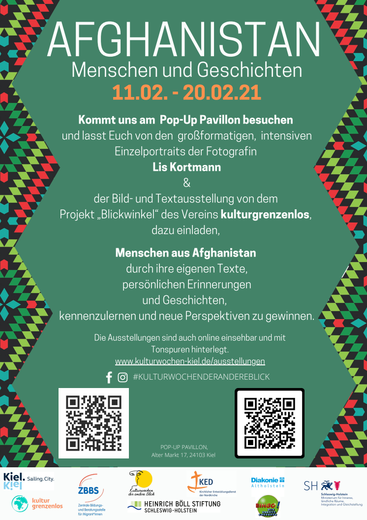 Plakat_Afghanistan - Menschen und Geschichten_kulturgrenzenlos e.V. + Lis Kortmann