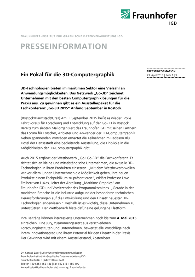 Ein Pokal für die 3D-Computergraphik