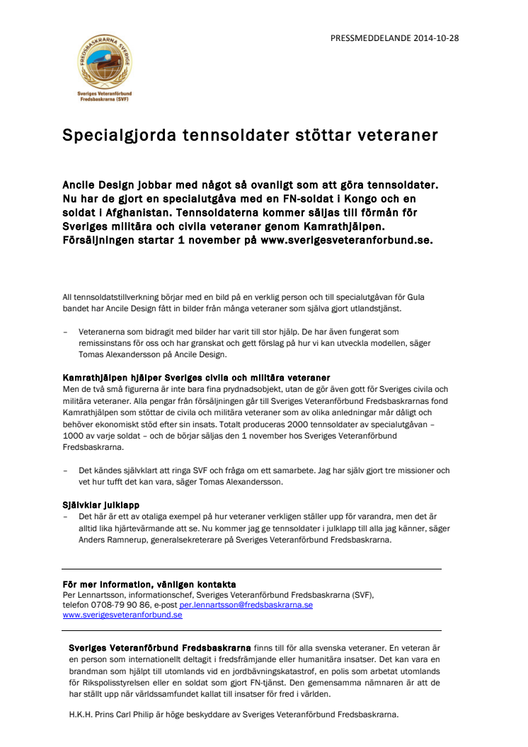 Specialgjorda tennsoldater stöttar veteraner