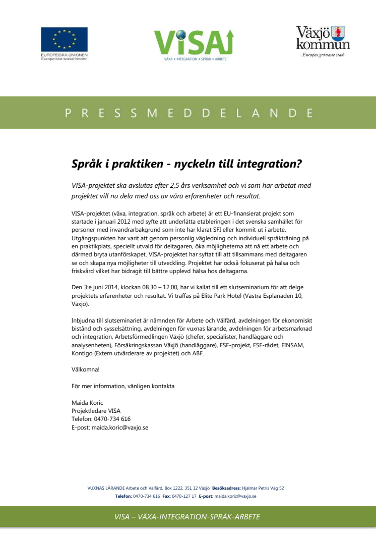 Pressinbjudan: Språk i praktiken - nyckeln till integration? 