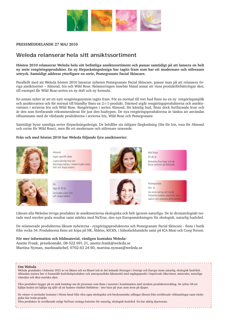 Weleda relanserar hela sitt ansiktssortiment