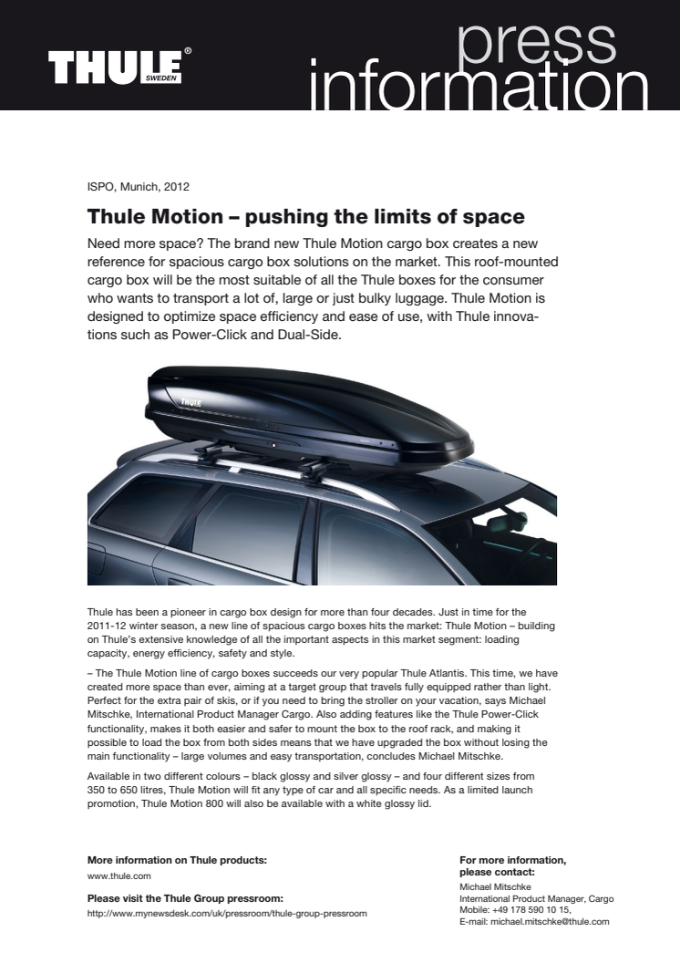 Thule Motion – pushing the limits of space