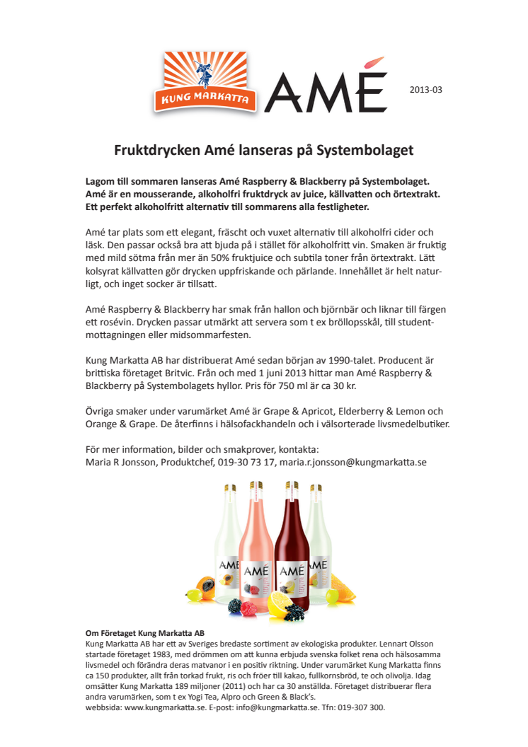 Fruktdrycken Amé lanseras på Systembolaget