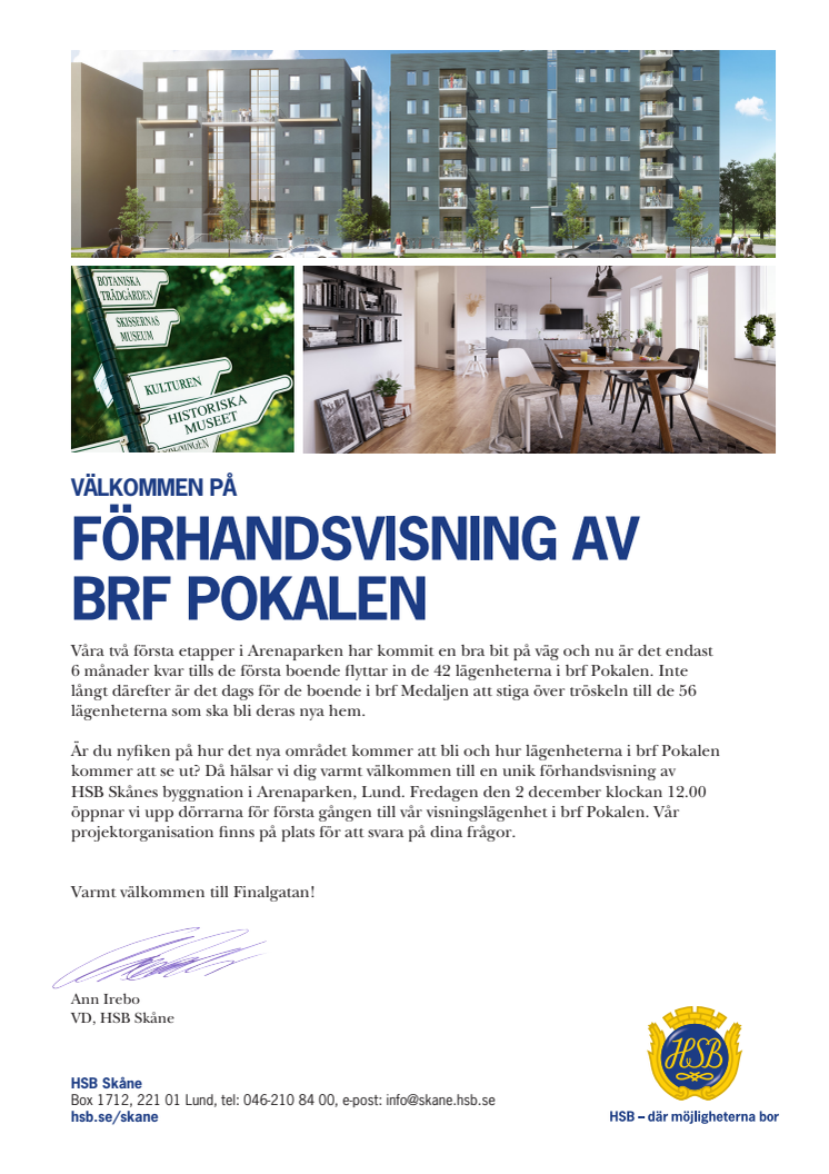 Välkommen på förhandsvisning av brf Pokalen