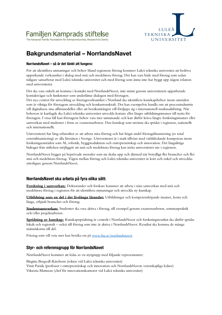 Bakgrundsmaterial – NorrlandsNavet