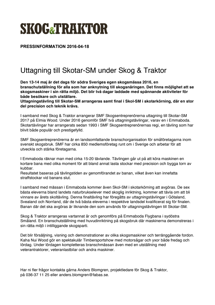 Uttagning till Skotar-SM under Skog & Traktor