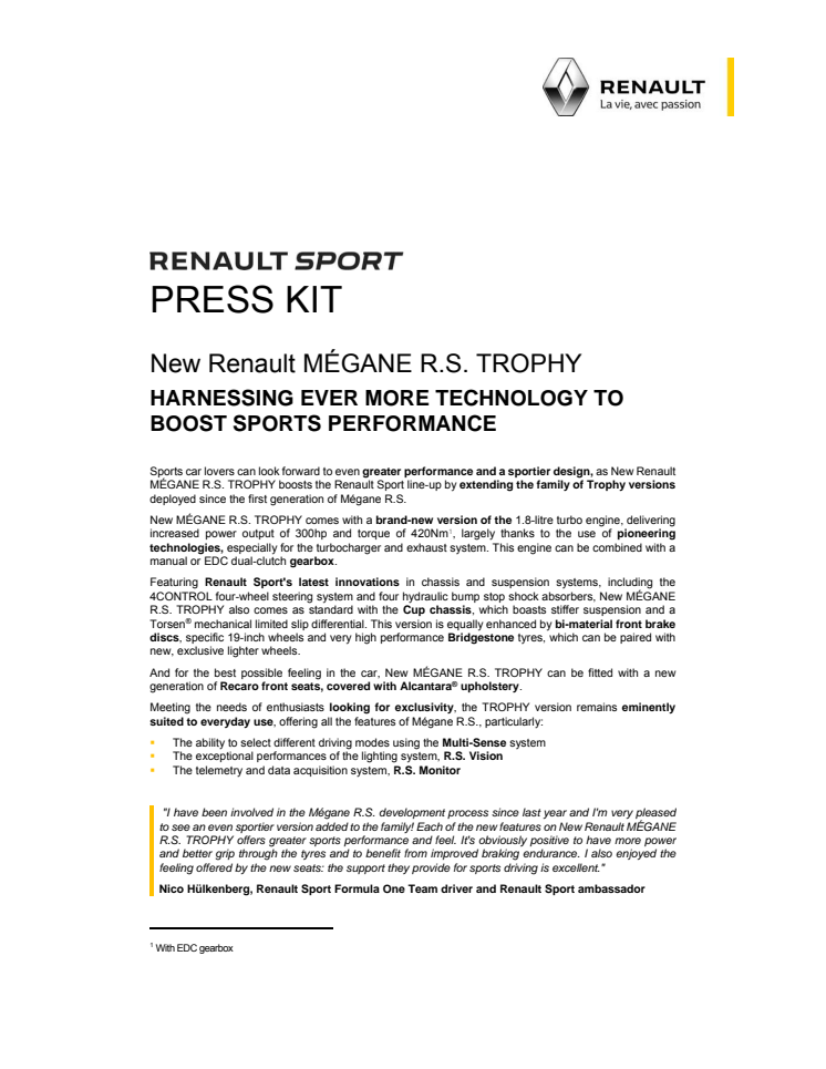 Nya Renault MEGANE R.S. TROPHY – mer teknik, mer prestanda