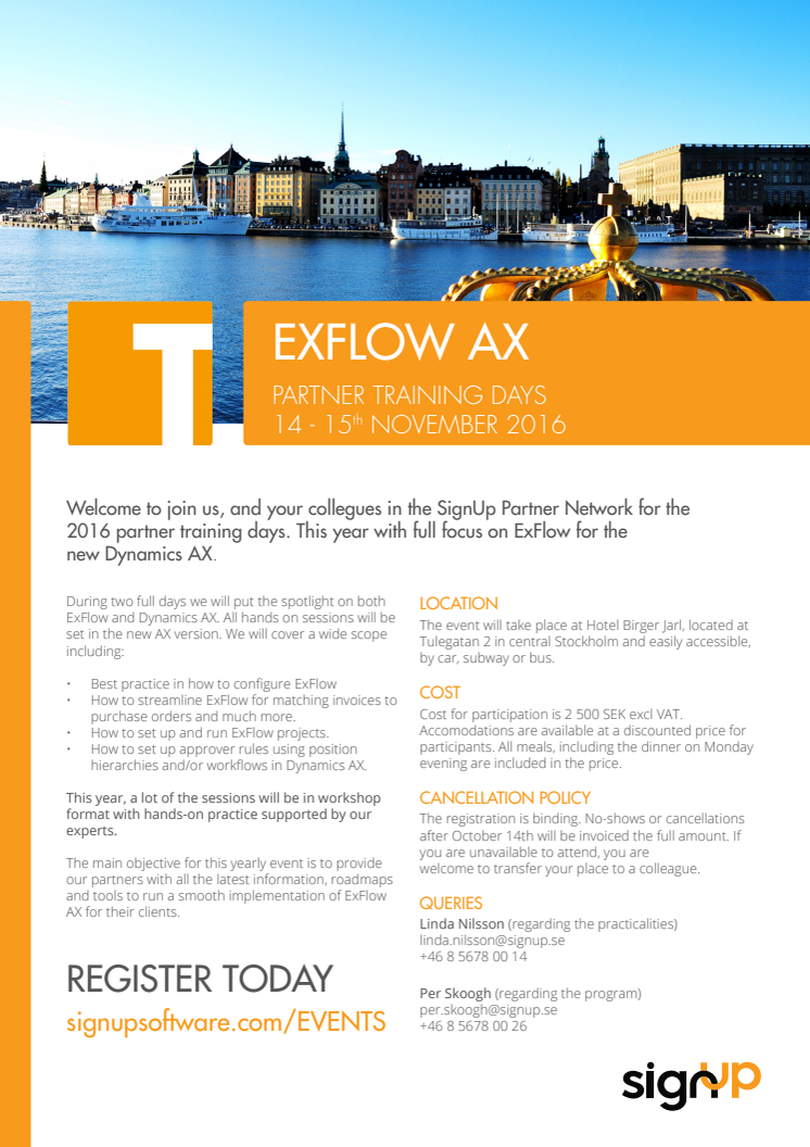ExFlow AX 2016 Partner Training Days