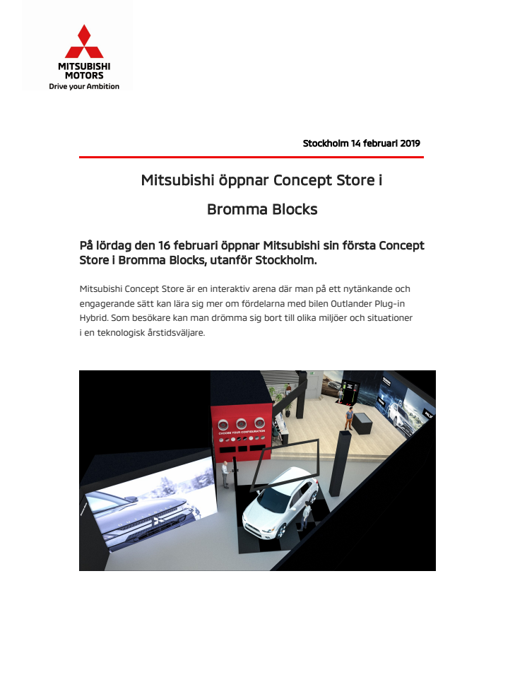 Mitsubishi öppnar Concept Store i Bromma Blocks 