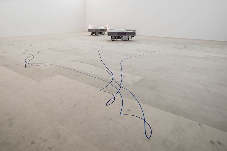 Carsten Höller, Two Roaming Beds (Grey), 2015