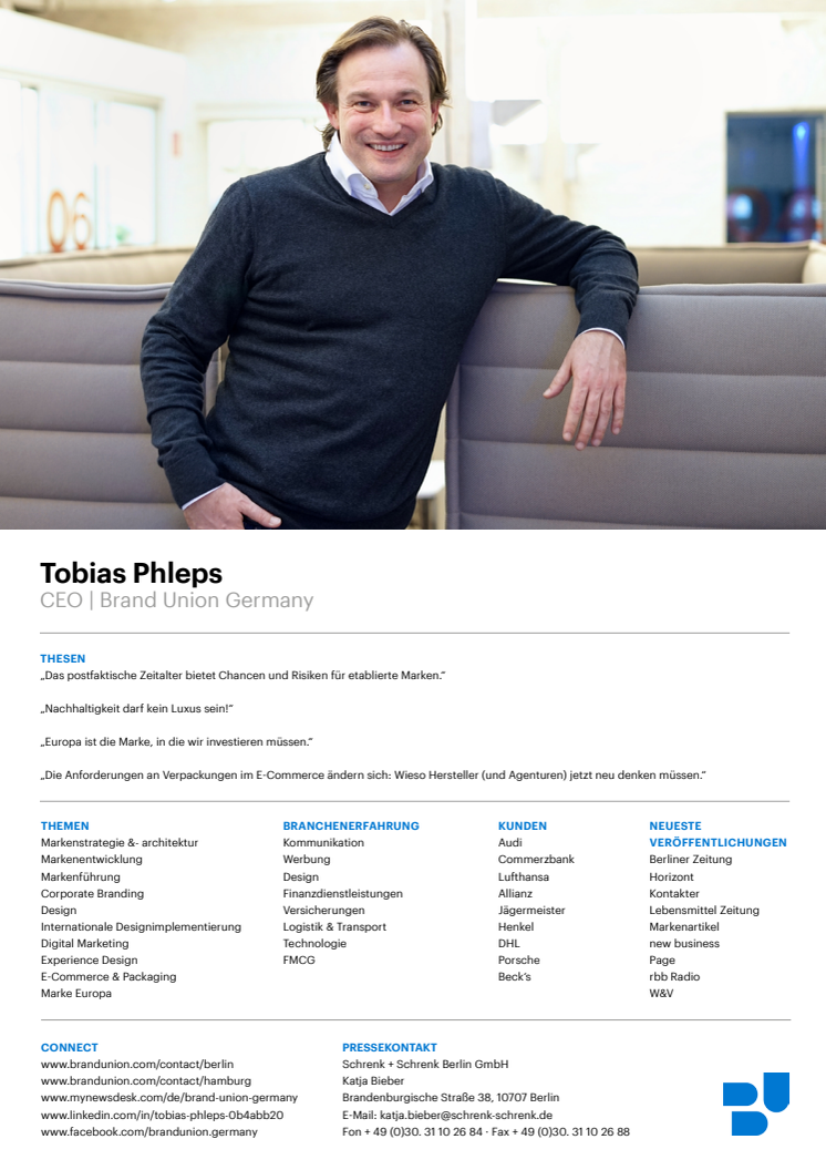 Sedcard Tobias Phleps, Chief Executive Officer