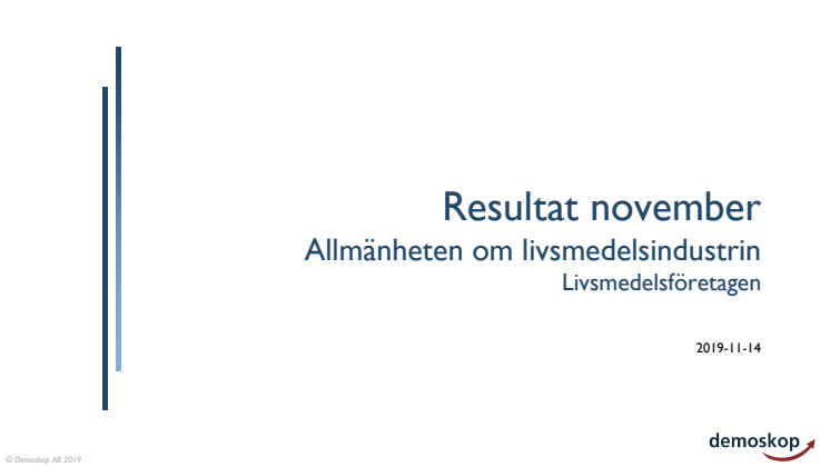 Allmänhetens förtroende för livsmedelsindustrin - november 2019