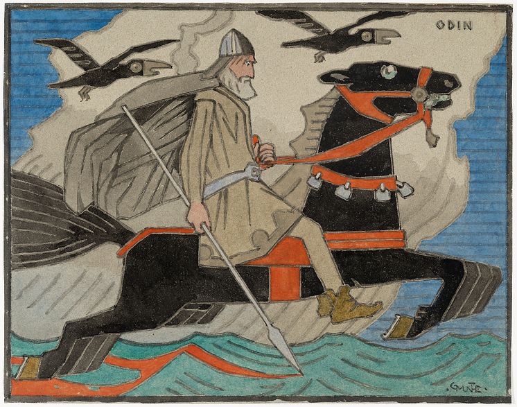 Odin på Sleipner/Odin Riding Sleipner, 1901, Gerhard Munthe                   
