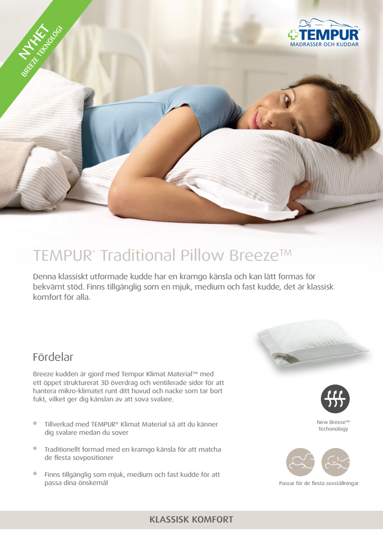 TEMPUR® Traditional Pillow Breeze™ - Den senaste innovationen från Tempur