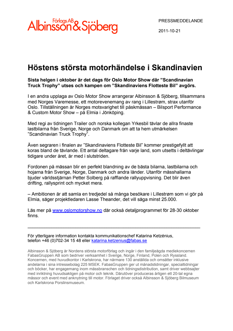 Höstens största motorhändelse i Skandinavien