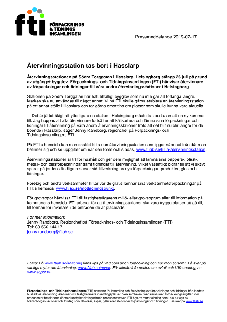 Återvinningsstation tas bort i Hasslarp