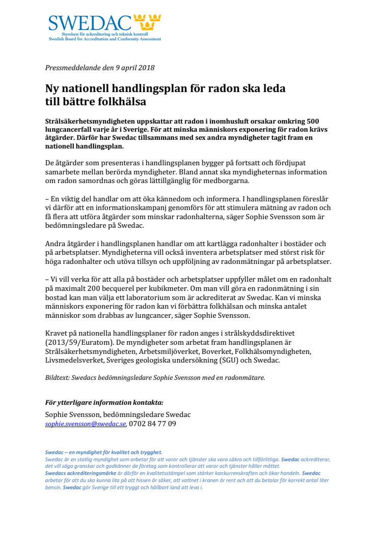 Ny nationell handlingsplan för radon ska leda  till bättre folkhälsa