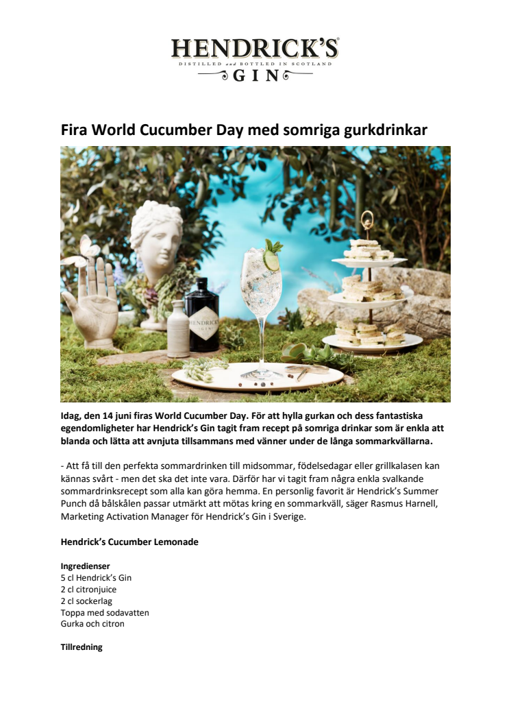 Fira World Cucumber Day med somriga gurkdrinkar